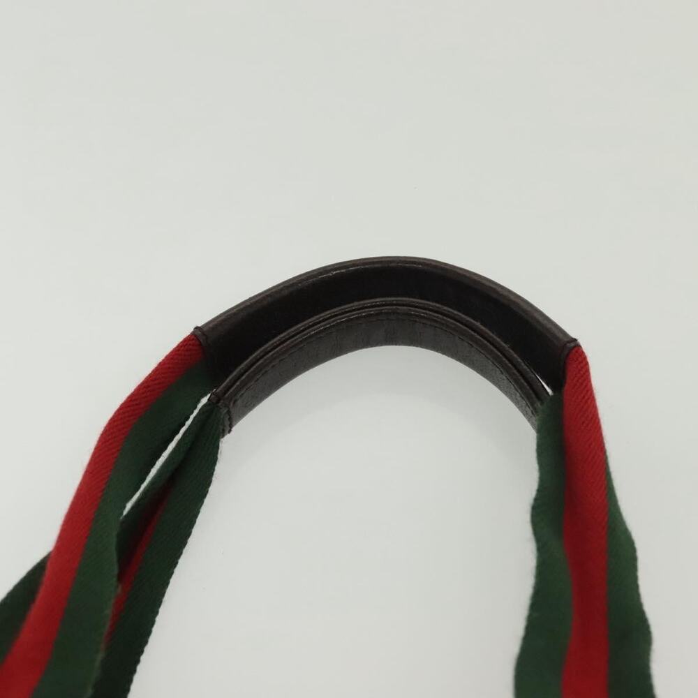 GUCCI GG Canvas Web Sherry Line Tote Bag Beige Green Red - Picture 8 of 16